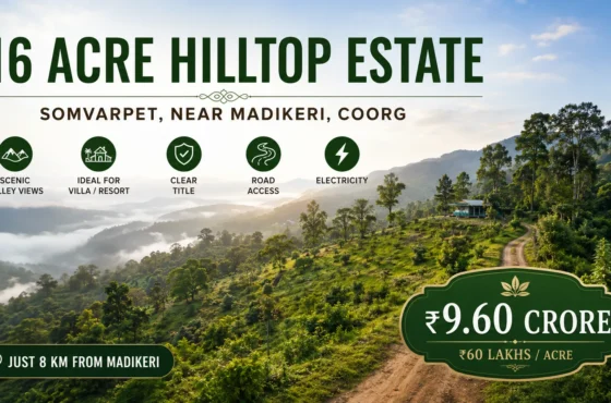 16 Acre Hilltop Estate for Sale in Somvarpet, Near Madikeri, Coorg